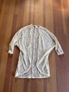 H&M Lacy Cream Cardigan with floral lace pattern